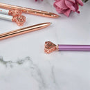 5Pcs Big Crystal Diamond Pen,Heart Shaped Pen,Bling Metal Ballpoint Pen Sch Z4S1