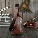 Men's PU Leather Chest Cycle Sling Pack Satchel Shoulder Bag Small Day Pack T9Q8