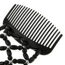 2 Pack Elastic Double Clips Hair Comb  Wooden Beads Stretching