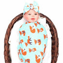 Newborn Baby Swaddle Receiving Blankets with Hospital Headband Value Set fo