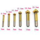 6pcs 3 Flute 90 Degree Hss Chamfer Cutter Bit Chamfering Countersink Drill Bits