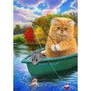 5D DIY Full Drill Diamond Painting Fishing Cat Cross Stitch Embroidery Kits