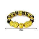 Feng Shui Black Bead Alloy Wealth Bracelet with Golden Pixiu Charms Jewelry U2Z0