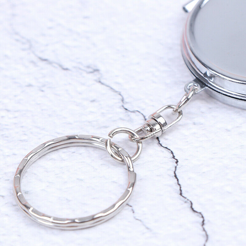 Personalised Folding Mirror Key Ring Keychain Portable Compact  CosmetE Gw