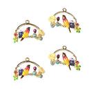 4Pieces Mini Bird Flower Birdcage Enamel Alloy Charms Pendant Jewelry Crafts