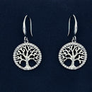 Creative Women Shining Zircon Rhinestones Tree Hollow Drop Earrings Jewelry