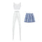 1/4 Blue Plaid Skirt + Vest + Stocking Suit For  DOD 43cm Dress Up