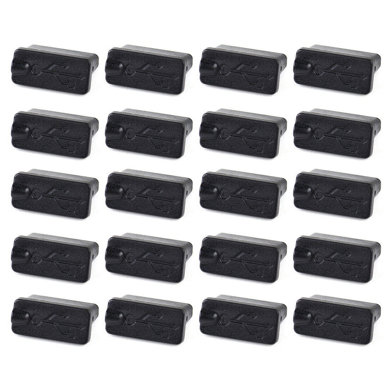 20pc Black Rubber A Female USB Plugs Anti Dust Protector Stopper Cover PC Laptop