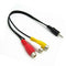 3.5mm Mini AV Male to 3RCA Female M/F Audio Video Cable Stereo Jack Adapte YCJ