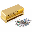 30x Dental Diamond Burs Drill +Disinfection Bur Block High Speed Handpieces Q9A9