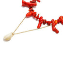 Ethnic Style Geometric Imitation Stone Red Necklace Conch Pendant Two-Piece