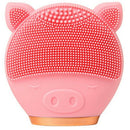 Pink Electric Facial Cleansing Brush Silicone Sonic Vibration Mini Cleanser