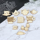 10x TeaSet Teapot/Teacup Wood Slices DIY Handmade Crafts For DIY Home DecorJR