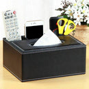 Leather Tissue Box Remote Control Holder Multifunctional Desktop Organizer  D5U4