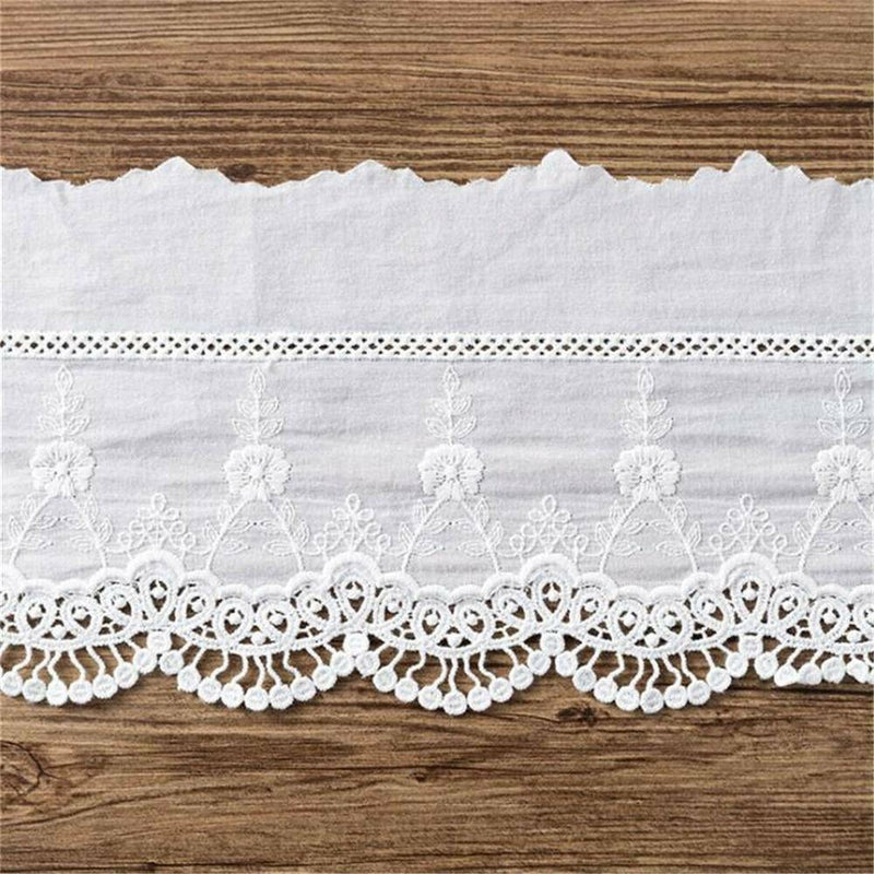 1 Yard Cotton Embroidery Floral Lace Trim Ribbon 14cm-Wide Wedding Fabric Sewing