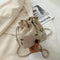 Straw Woven Bag Women Lace Embroidery Drawstring Shoulder Pouch (White)