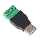New USB 2.0 Type A Female to 5 Pin Screw Shield Terminal Plug Adapter Connector