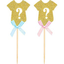 Golden Glitter Gender Reveal Cupcake Toppers, Gender Reveal Baby Shower Par Y4P3
