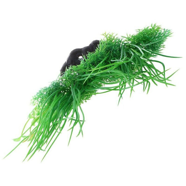Aquarium Emulational Green Plastic Long Leaf Plant Decor 20cm I9R5