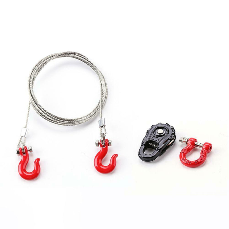 3pcs RC Car Snatch Block Metal Winch Tow Rope for 1/10 RC Crawler Traxxas Axial