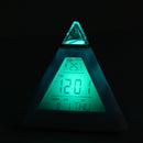 New 7 LED Color Pyramid Digital LCD Alarm Clock Thermometer