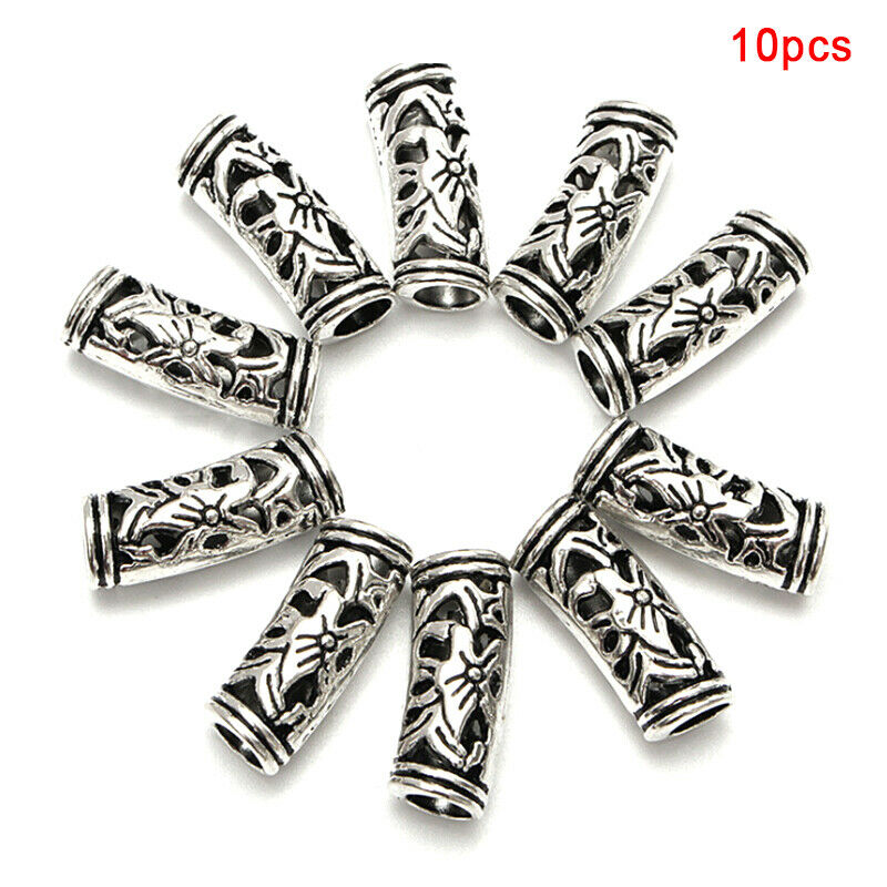 10Pcs Alloy Dreadlock Hair Beads Dread Braid Pins Rings Tube Clips Cuff Jewe Gw