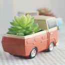 Retro Truck Cars Small Potted Plant Desktop Truck Cars Ceramics Flower Pots I6J2