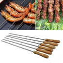6PCS Roasting Sticks & Wooden Handle BBQ Fork Marshmallow 42cm Roasting T6V7
