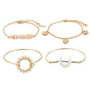 4pcs Retro Shell Flower Bracelet Slice Bangles Women Jewelry Gift (Style 2) A