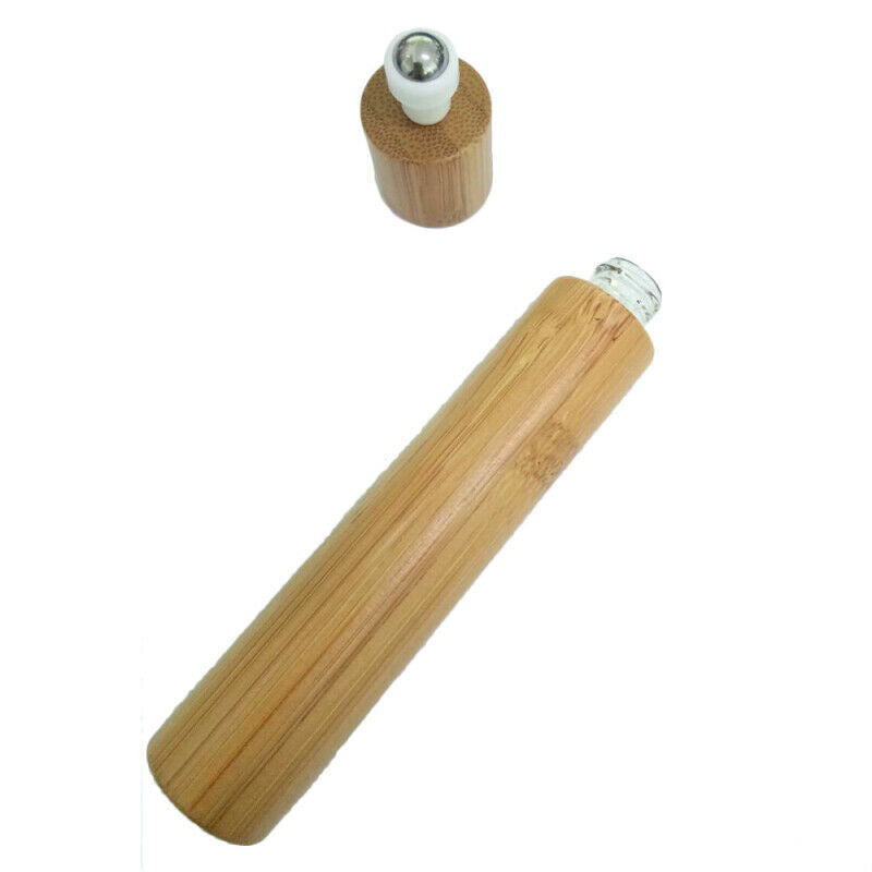Bamboo Wood Glass Refillable Empty Essential Oil Makeup Roller Bottle Vial QVL