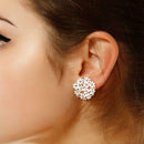 Korean Flower Crystal Stud Earrings Women Charming Ear Jewelry Accessories A