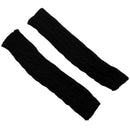 Mens Black Knitted Fingerless Textured Design Warmers Gloves R2D1