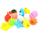 13pcs Cute Animals Kids Toys Soft Rubber Float Sqeeze Sound Baby Wash Bath Play