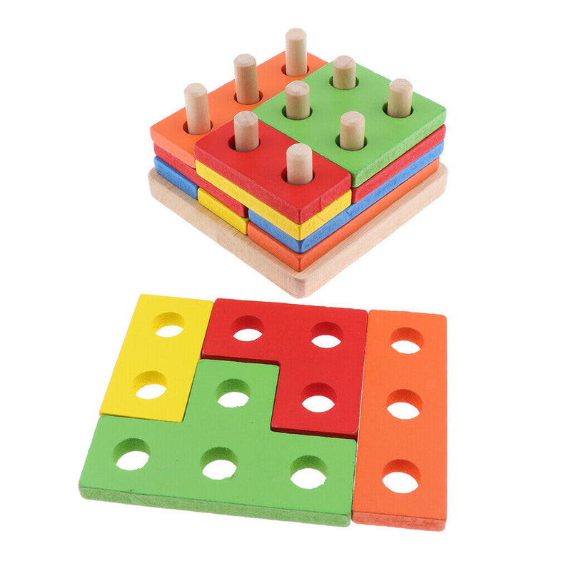Shape Sorting Geometric Blocks Toys Stacking Game Birthday Gift for Toddler