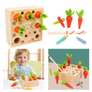 Baby Wood Montessori Toys Carrot Harvest, Magnetic Catching Worm Game, Shape
