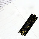 Moon Stars Black Washi Paper Masking Tapes Adhesive Decorative Tape 1.5cm x5m