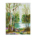 Stamped Cross Stitch Kits 11CT Aida Cloth Embroidery Kits - Forest & Lake