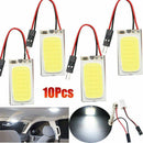 10pcs White COB Led Panel Dome Light Interior Lamp 12V + T10 Festoon Adapters US