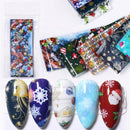 10Pcs Christmas Nail Foils Colorful Foil Nail Art Transfer Stickers Decals DIY