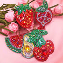 5pcs DIY Fruits Full Drill Special Shaped Diamond Painting Keychains Gifts