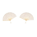 2 Pieces Rustic Flower Han Fans Bride Photography Hand Held Props White