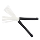 2 Pcs White Nylon Drum Sticks Brushes Drumsticks Rubber Handles Rock Jazz