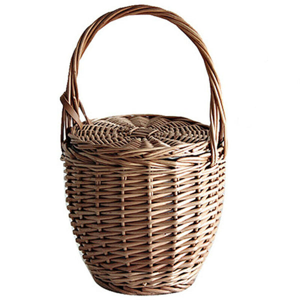 Fashion Summer New Women Beach Basket Straw Hand Bag Cover Handbag Wicker H M1L8