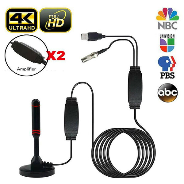 Digital Indoor Amplified TV Antenna 200 Miles HDTV With Amplifier VHF/UHFB Hn