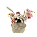 Basket Rattan Folding Wicker Handle Round Natural Sea Grass Plant Storage WoodOZ