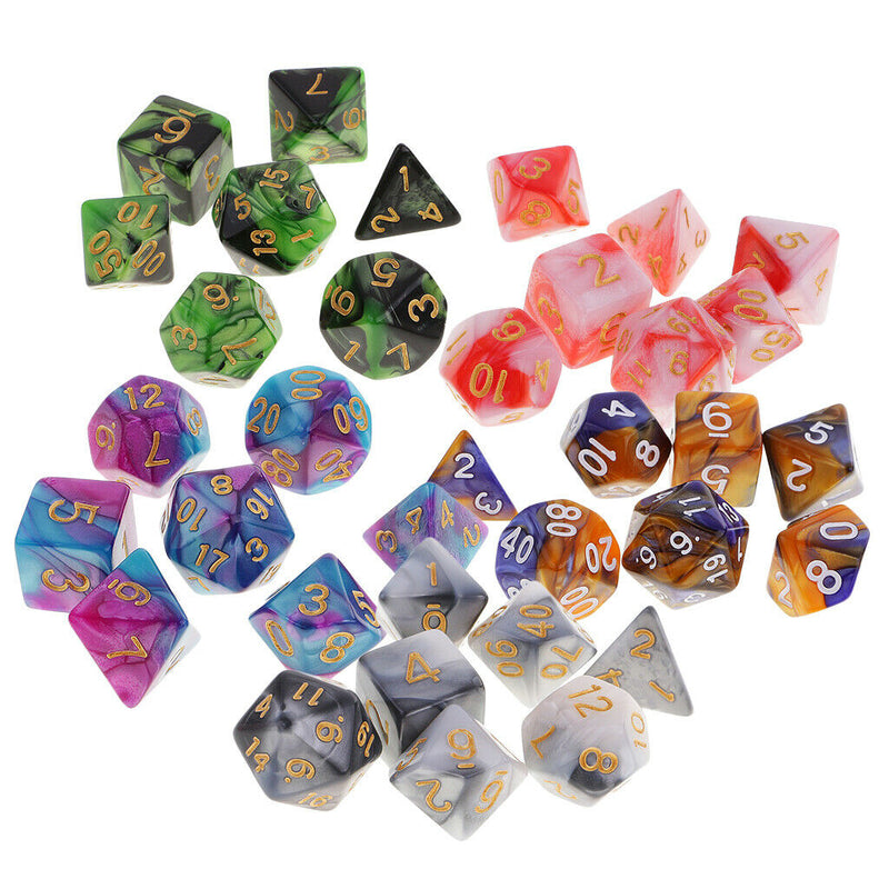 Set/35pcs 1.6cm/0.62'' Polyhedral Dice D12 D10 D8 D6 D4 Table Game Toys Gift