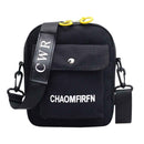 Letter Print Sports Shoulder Handbags Unisex Canvas Crossbody Bags (Black)