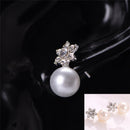 Snowflake Earrings Crystal Rhinestone Pearls Ear Stud Earring Women Jewelry Z