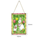 Happy Easter Rabbit Wood Hanging Plaque Ornament Home Wall Festival Pendant