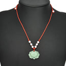Natural Green Jade Lotus Pendant Fashion Lucky Charm Necklace Gift